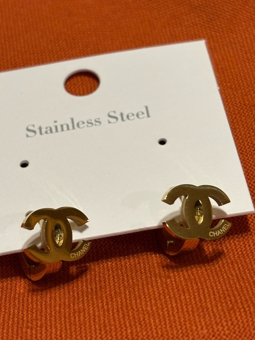 Gold CC Logo Hoop Earrings
